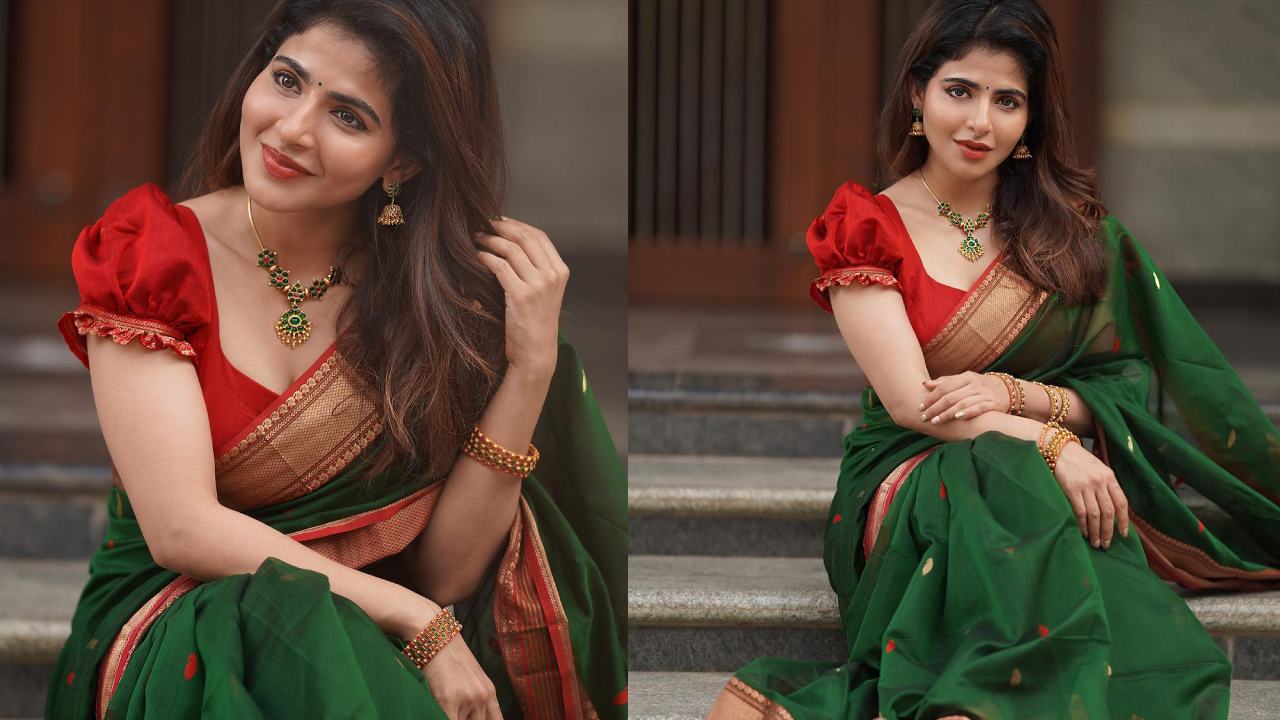 Iswarya Menon : ఆకుపచ్చని చీరలో ఐశ్వర్య మీనన్ దీపావళి అందాలు..