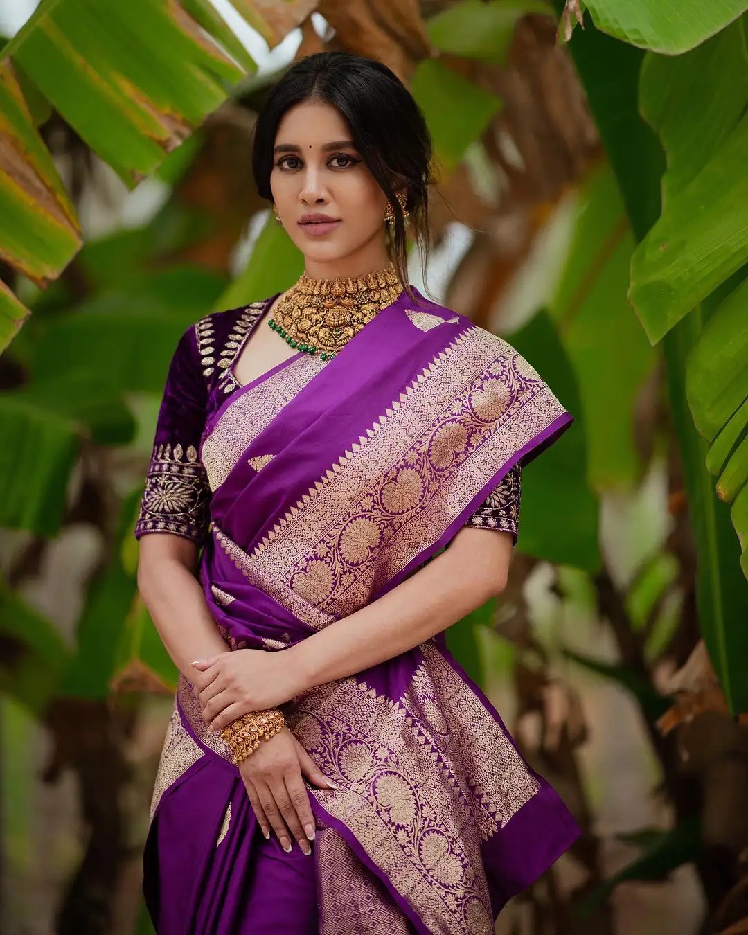 Nabha Natesh Diwali Special Photos in Silk Saree