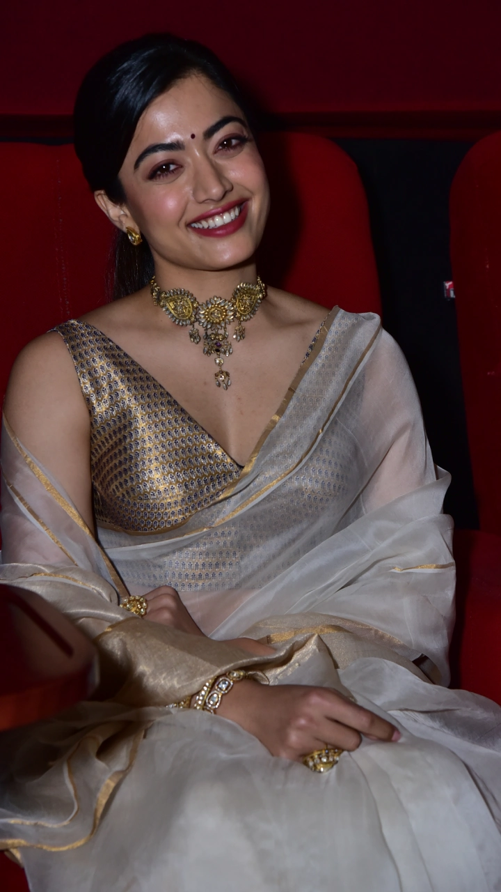 Rashmika Mandanna Saree Photos at Animal movie press meet
