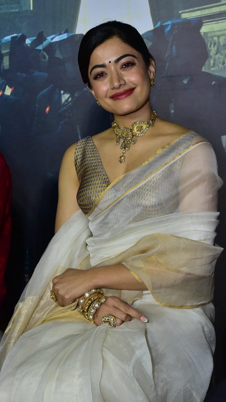 Rashmika Mandanna Saree Photos at Animal movie press meet