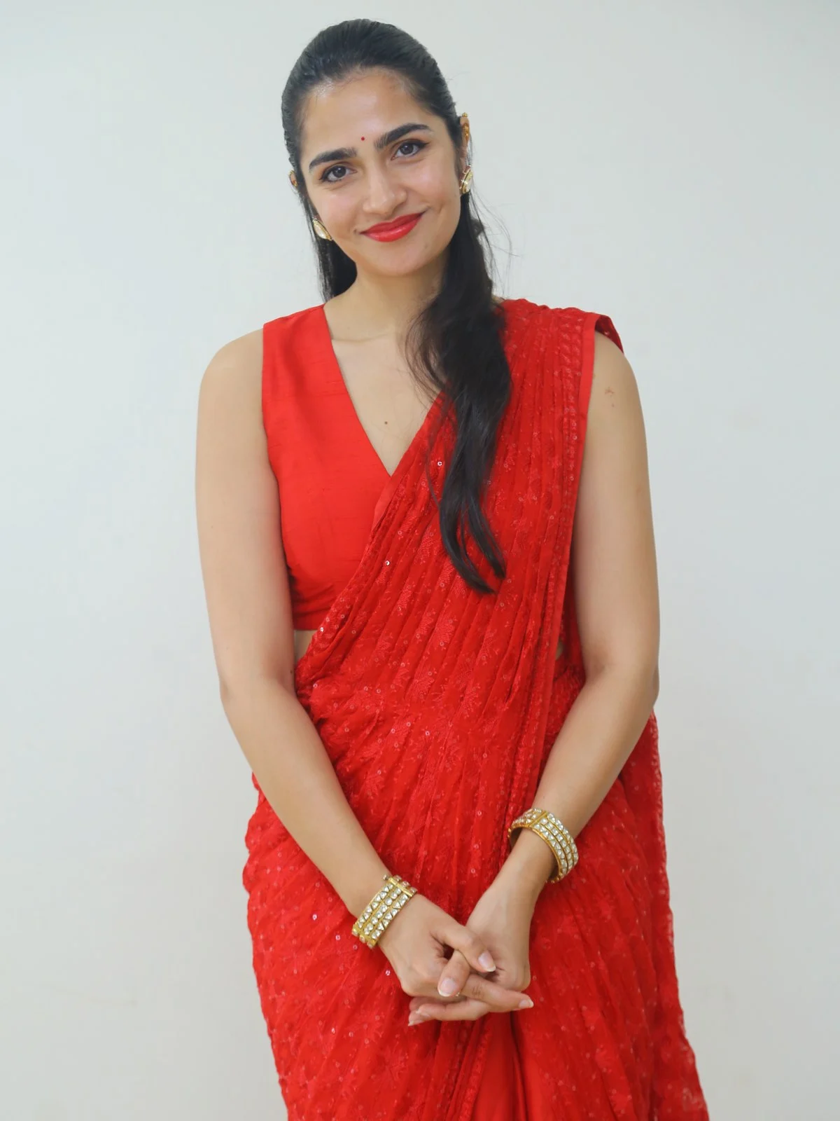 Rukmini Vasanth saree photos at Sapta Sagaralu Dhaati side B promotions