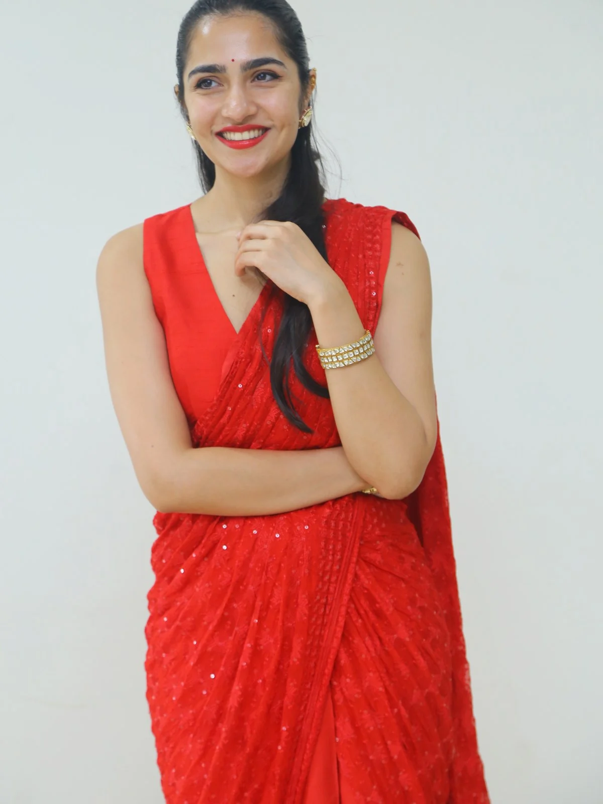 Rukmini Vasanth saree photos at Sapta Sagaralu Dhaati side B promotions