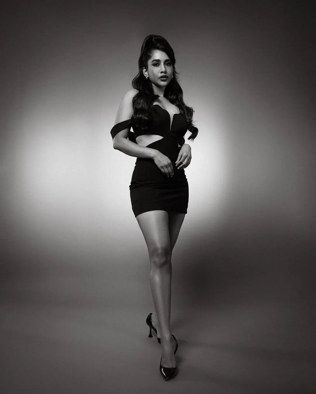 Tollywood Actress Nabha Natesh Black and white photography