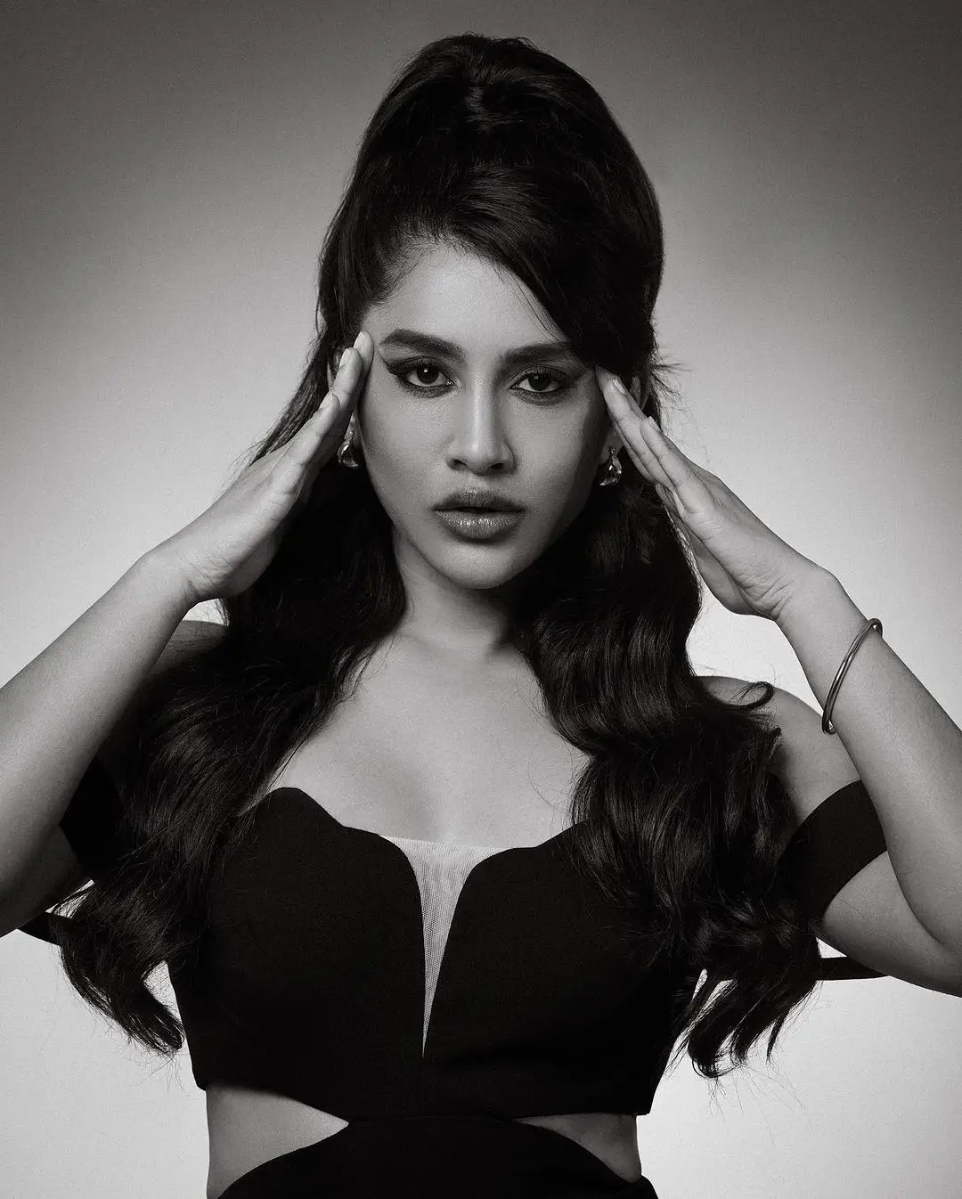 Tollywood Actress Nabha Natesh Black and white photography