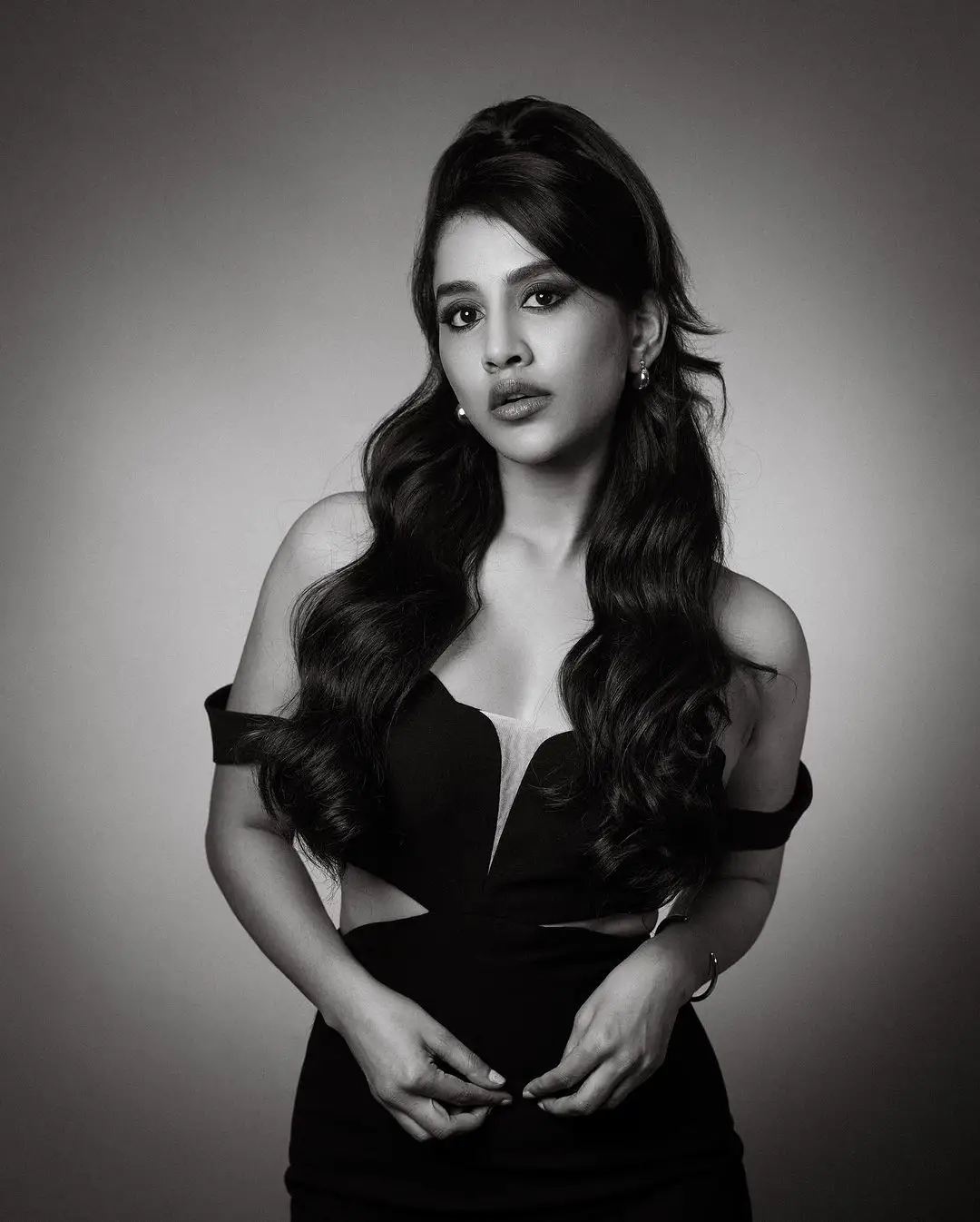 Tollywood Actress Nabha Natesh Black and white photography