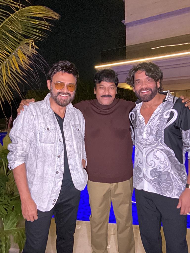 Venkatesh Nagarjuna at Chiranjeevi Diwali Bash Balakrishna missed