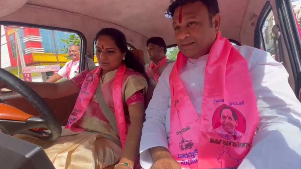 brs mlc kavitha drove the car herself