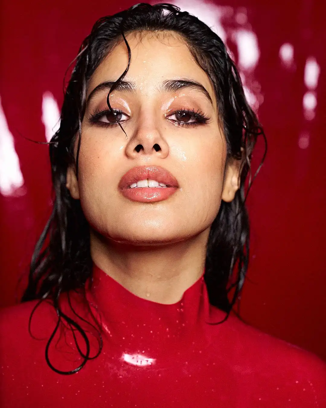 Bollywood Heroine Janhvi Kapoor shines in Red fit dress photos