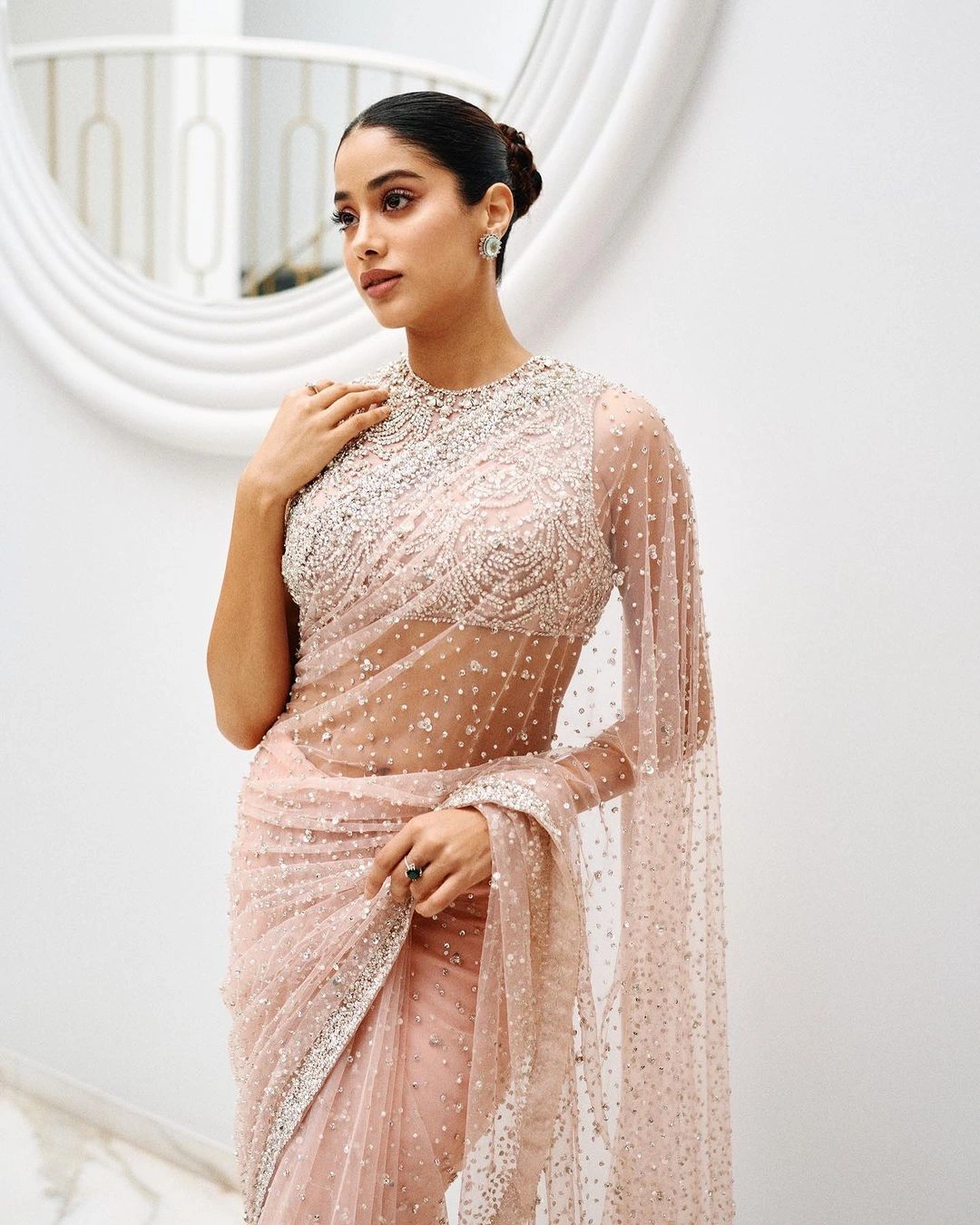 Devara Actress Janhvi Kapoor Shares Her Latest Saree Photos