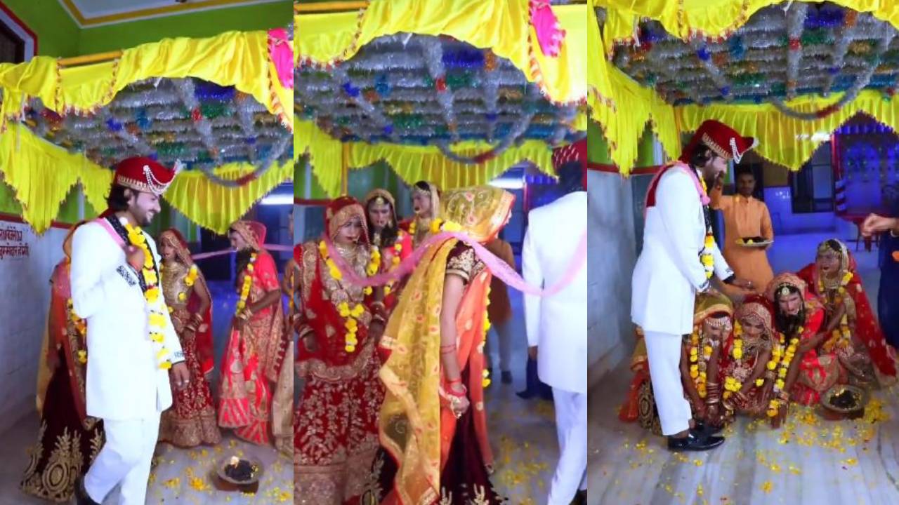 Viral Video : ఒకే వేదికపై నలుగురిని పెళ్లాడిన వరుడు.. షాకైన నెటిజన్లు Viral Video : ఒకే వేదికపై నలుగురిని పెళ్లాడిన వరుడు.. షాకైన నెటిజన్లు