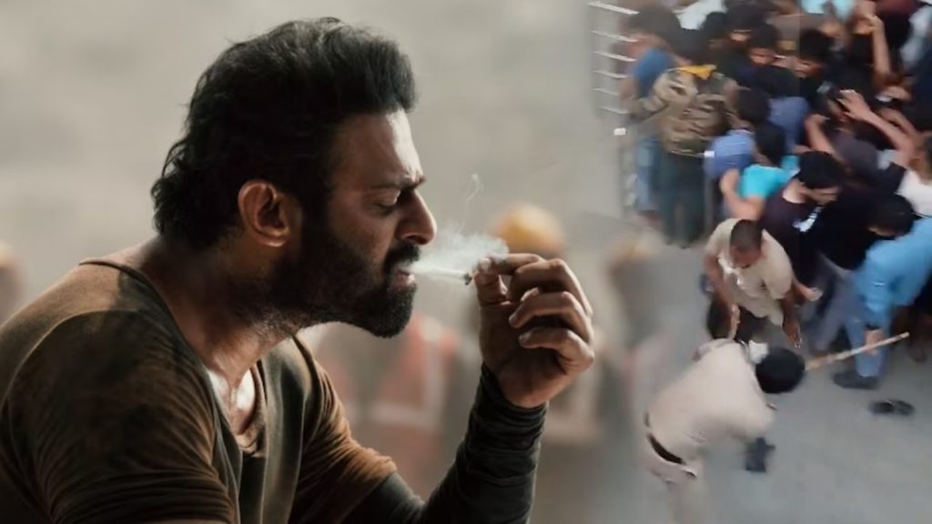 Prabhas fans waiting at theaters to purchase Salaar tickets