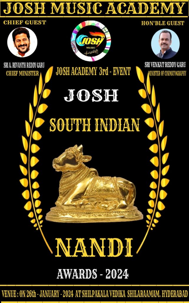 Telangana Cinematography Minister Komatireddy Venkat Reddy Launch Josh South Indian Nandi Awards Poster 