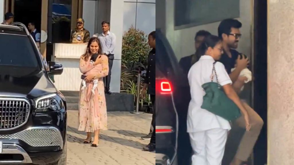 Ram Charan Upasana Appeared in Mumbai with their Daughter Klin Kaara