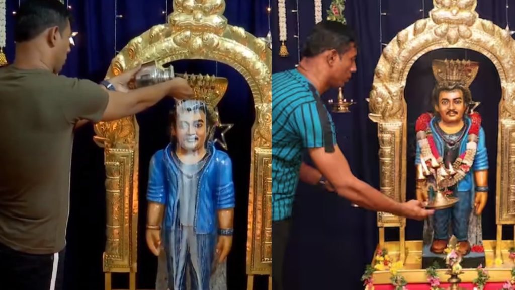 Rajinikanth Fans offered prayers in his temple at Madurai on his Birthday