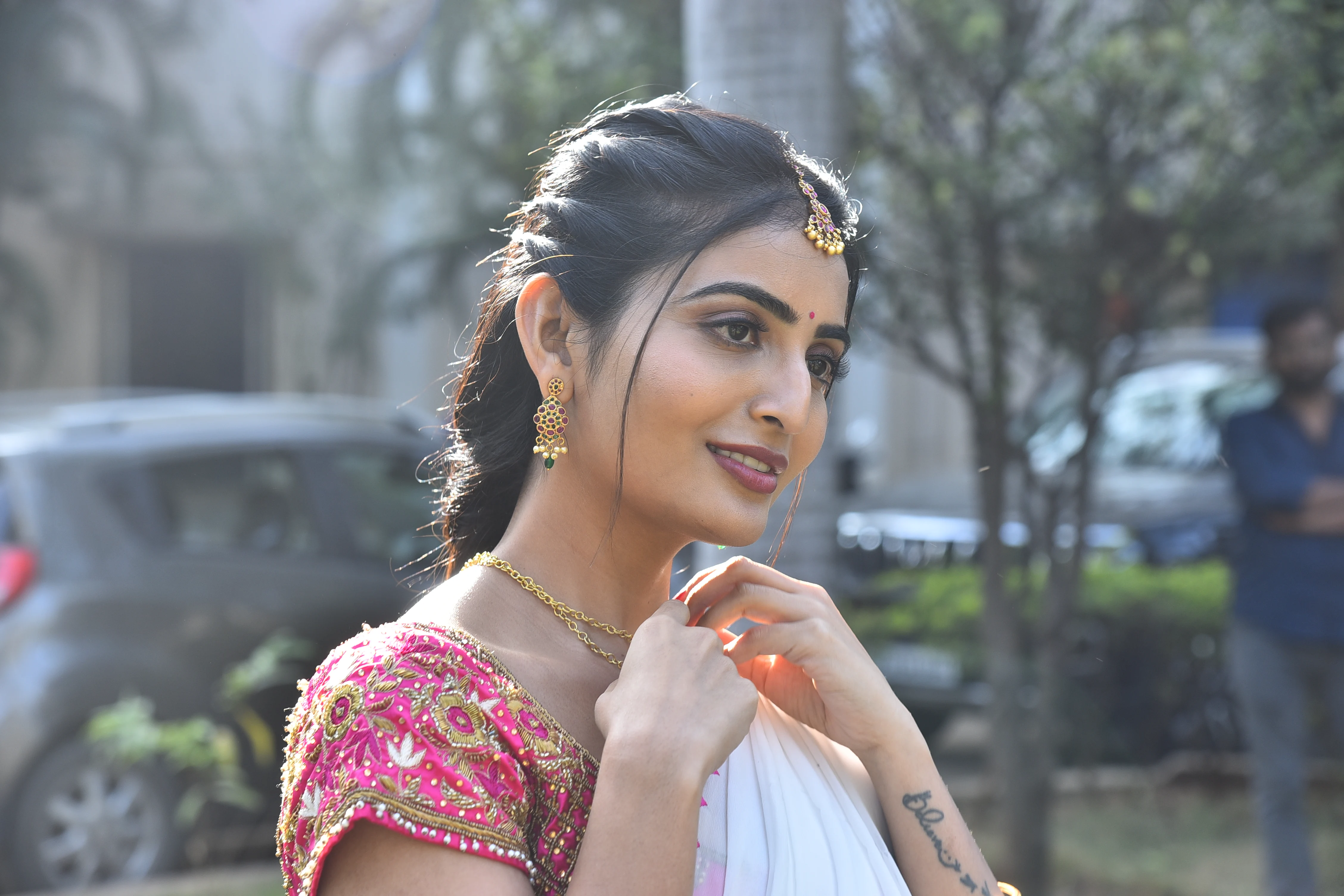 Ananya Nagalla saree photos at srikakulam sherlock holmes movie first look launch