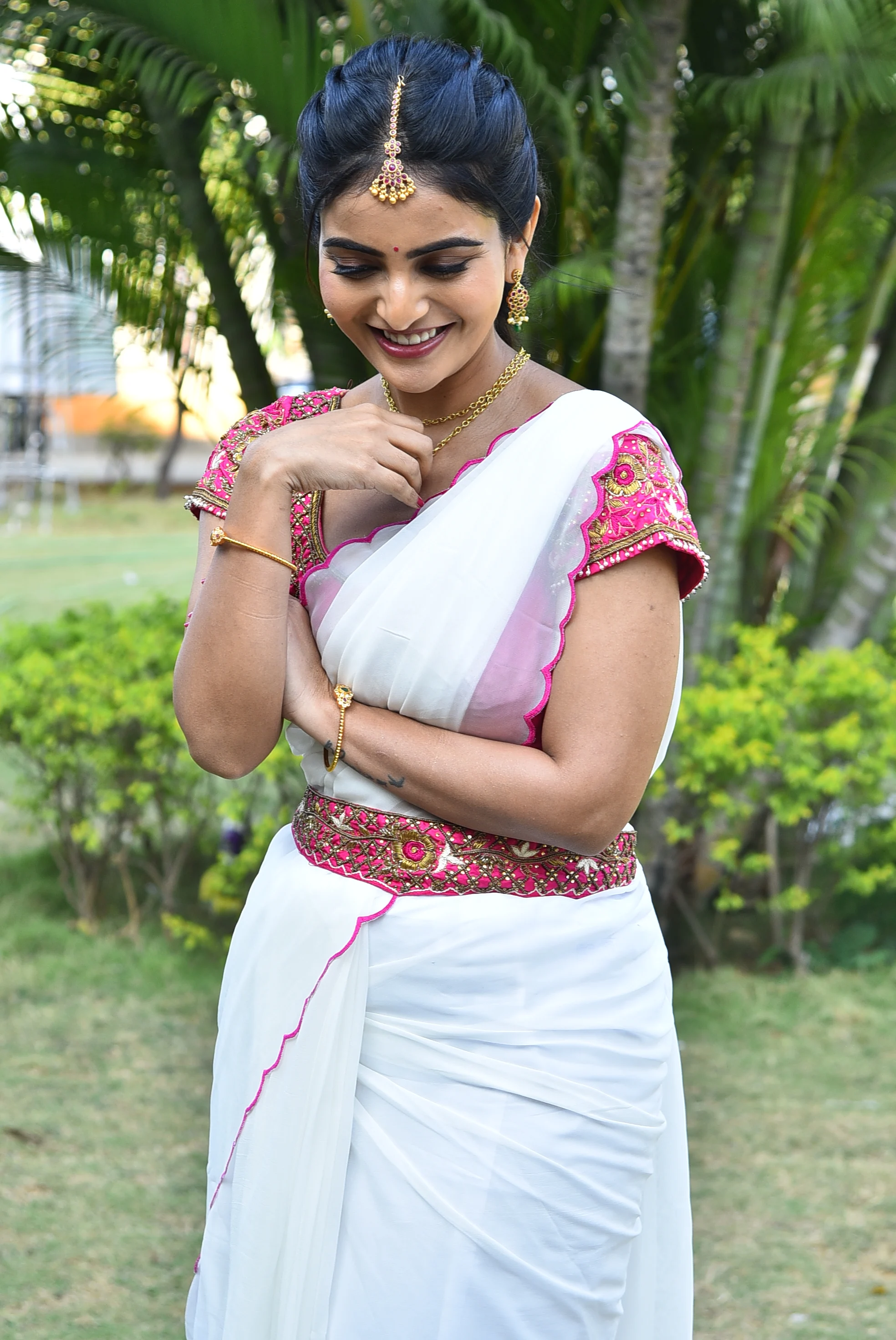 Ananya Nagalla saree photos at srikakulam sherlock holmes movie first look launch
