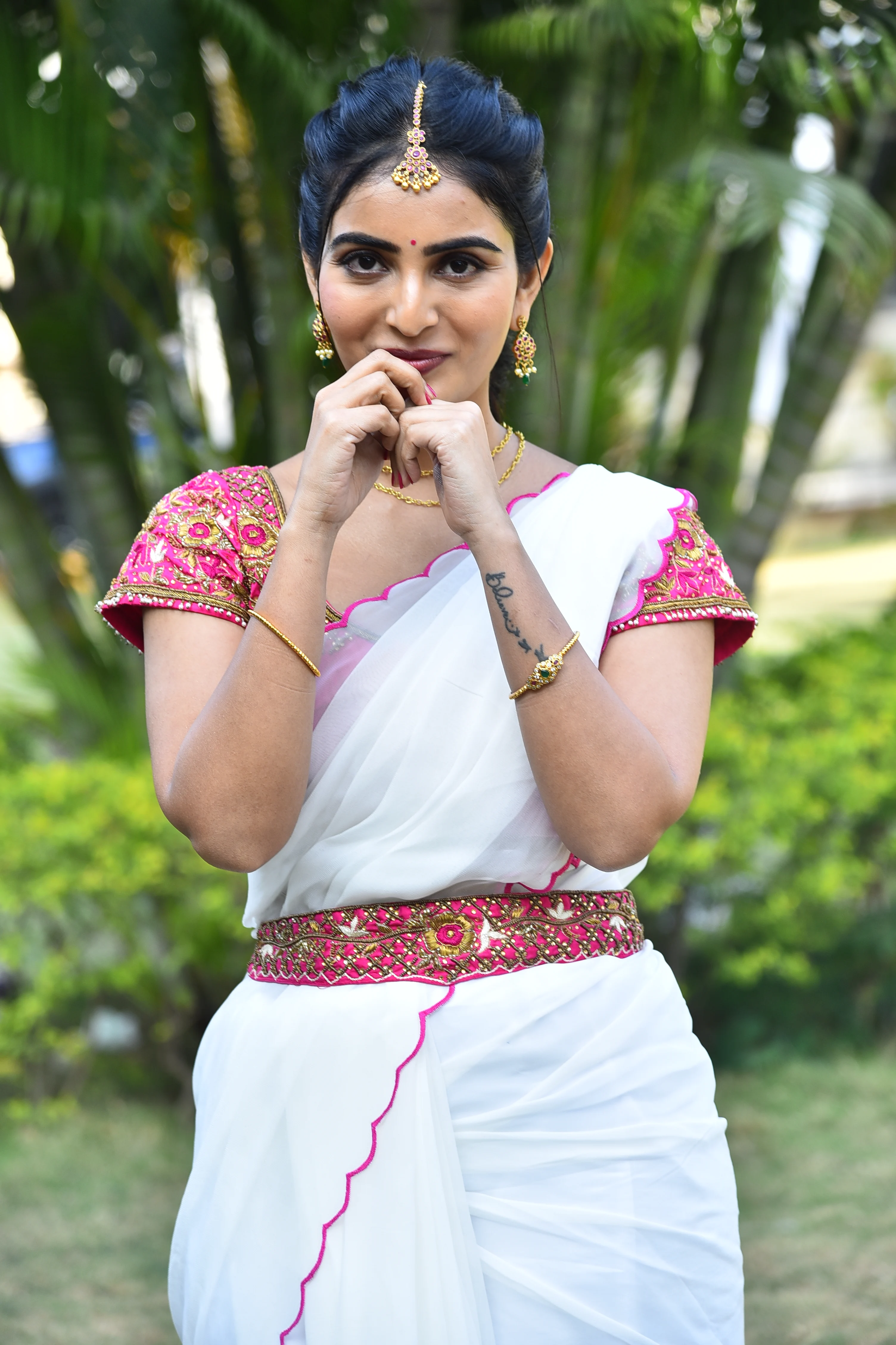Ananya Nagalla saree photos at srikakulam sherlock holmes movie first look launch