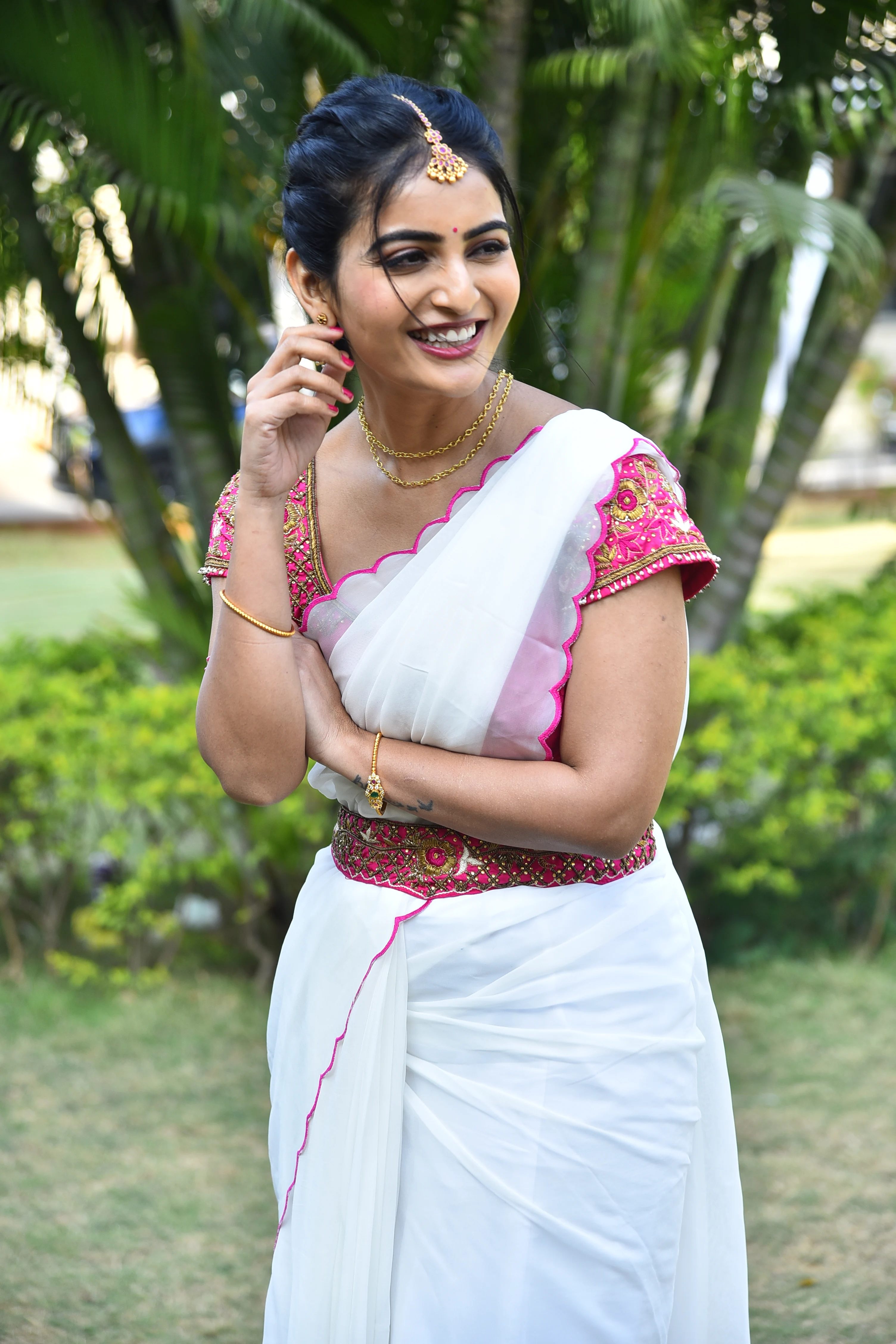 Ananya Nagalla saree photos at srikakulam sherlock holmes movie first look launch