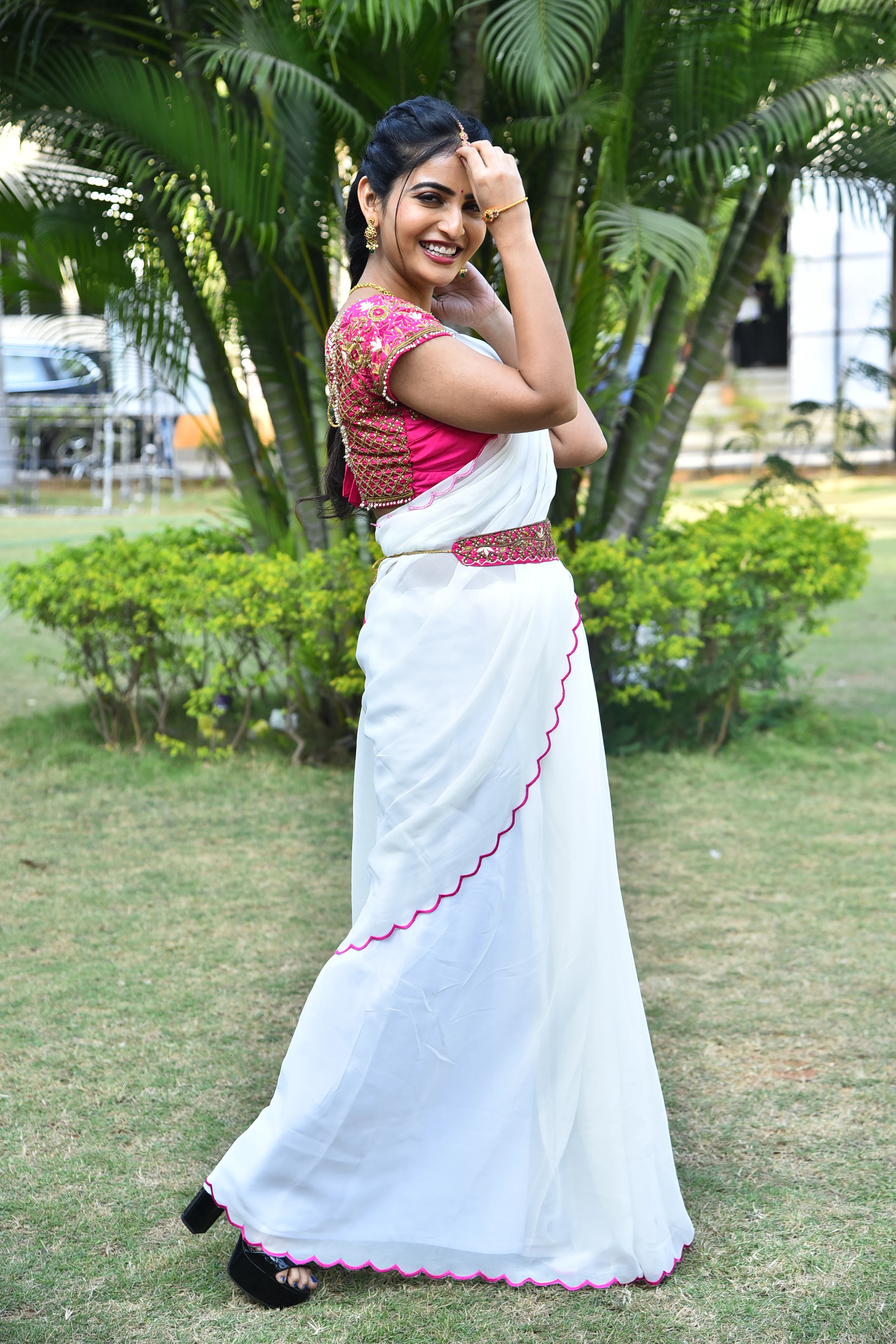Ananya Nagalla saree photos at srikakulam sherlock holmes movie first look launch
