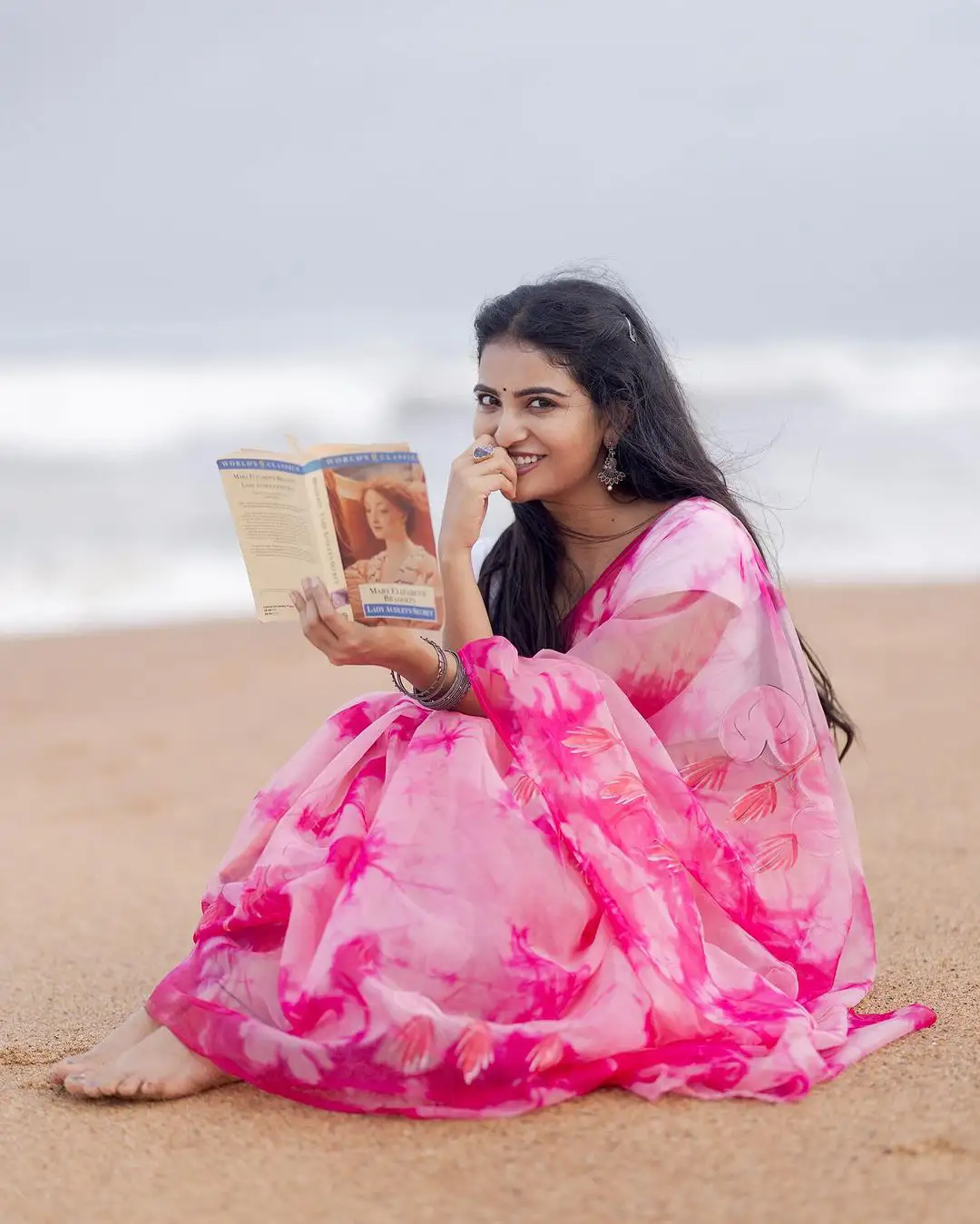 Ananya Nagalla Cute Photos in Saree at Beach