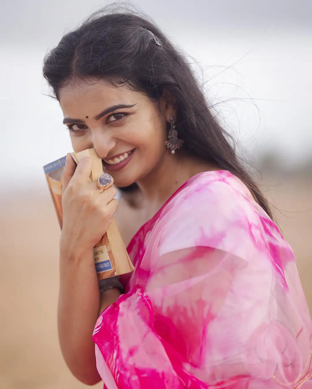 Ananya Nagalla Cute Photos in Saree at Beach