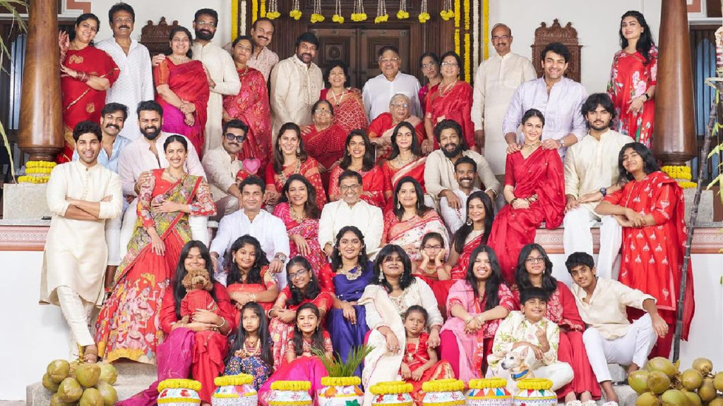 Chiranjeevi Ram Charan Allu Arjun Mega family Sankranti festival photo