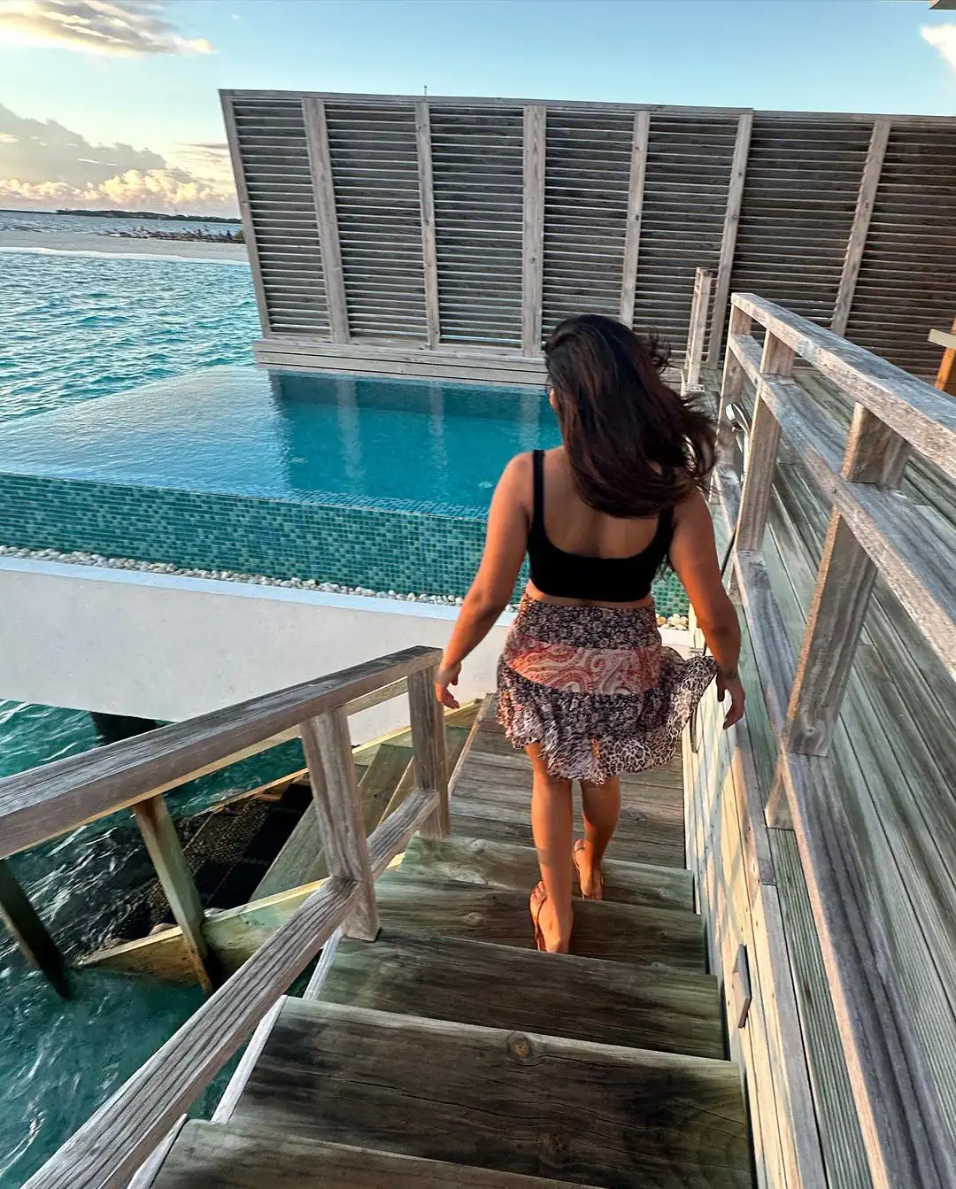 Eesha Rebba Poses in Maldives with Short Skirt Dress