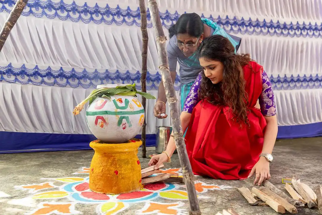 Keerthy Suresh Sankranthi Celebrations with Family and Friends