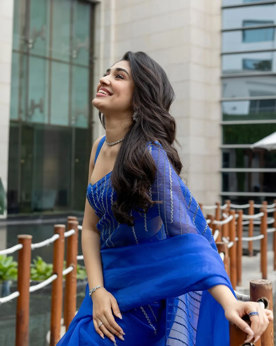 Krithi Shetty Stunning Looks in Blue Saree