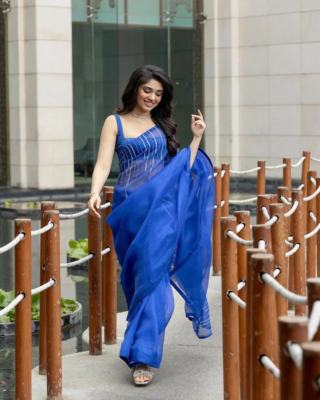 Krithi Shetty Stunning Looks in Blue Saree