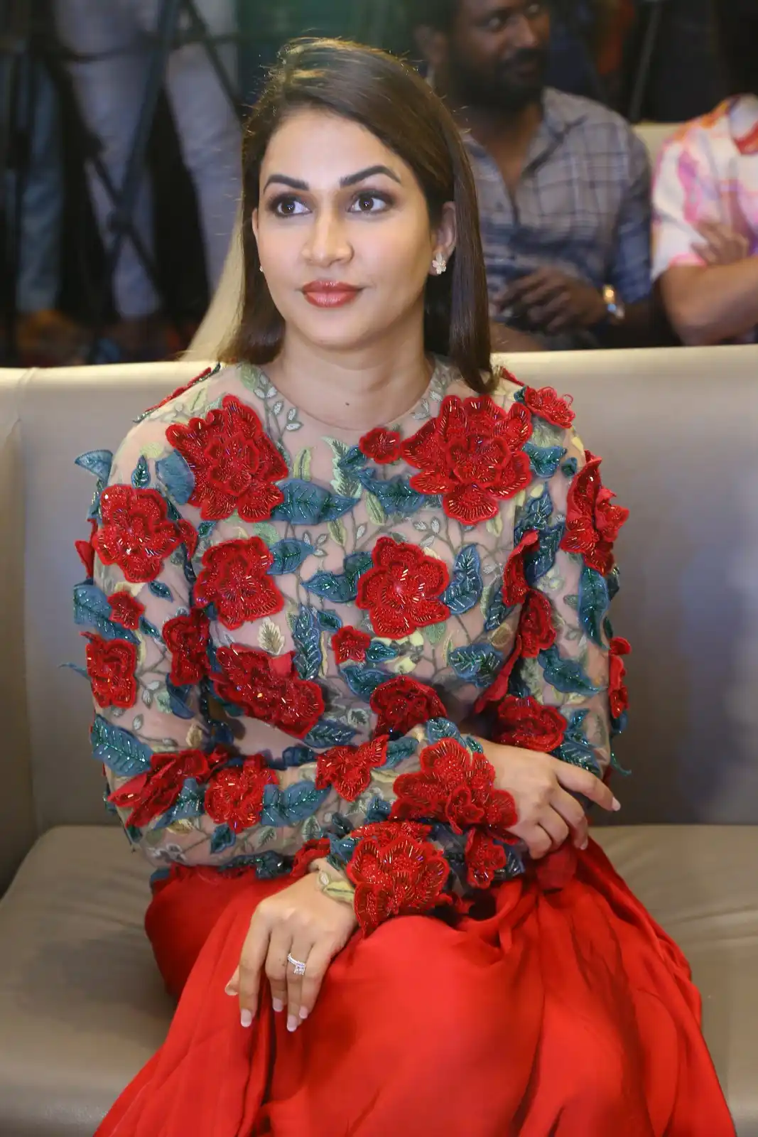 Lavanya tripathi Cute Photos in Red Dress at Miss Perfect Series Trailer Launch Event