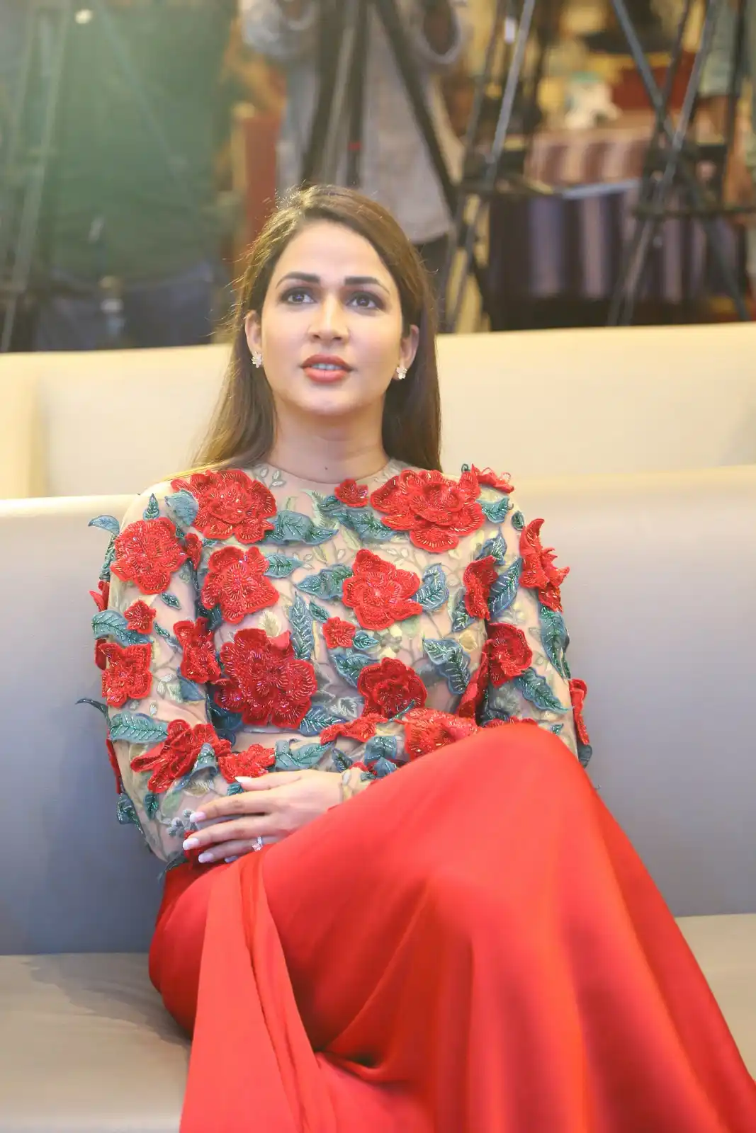 Lavanya tripathi Cute Photos in Red Dress at Miss Perfect Series Trailer Launch Event