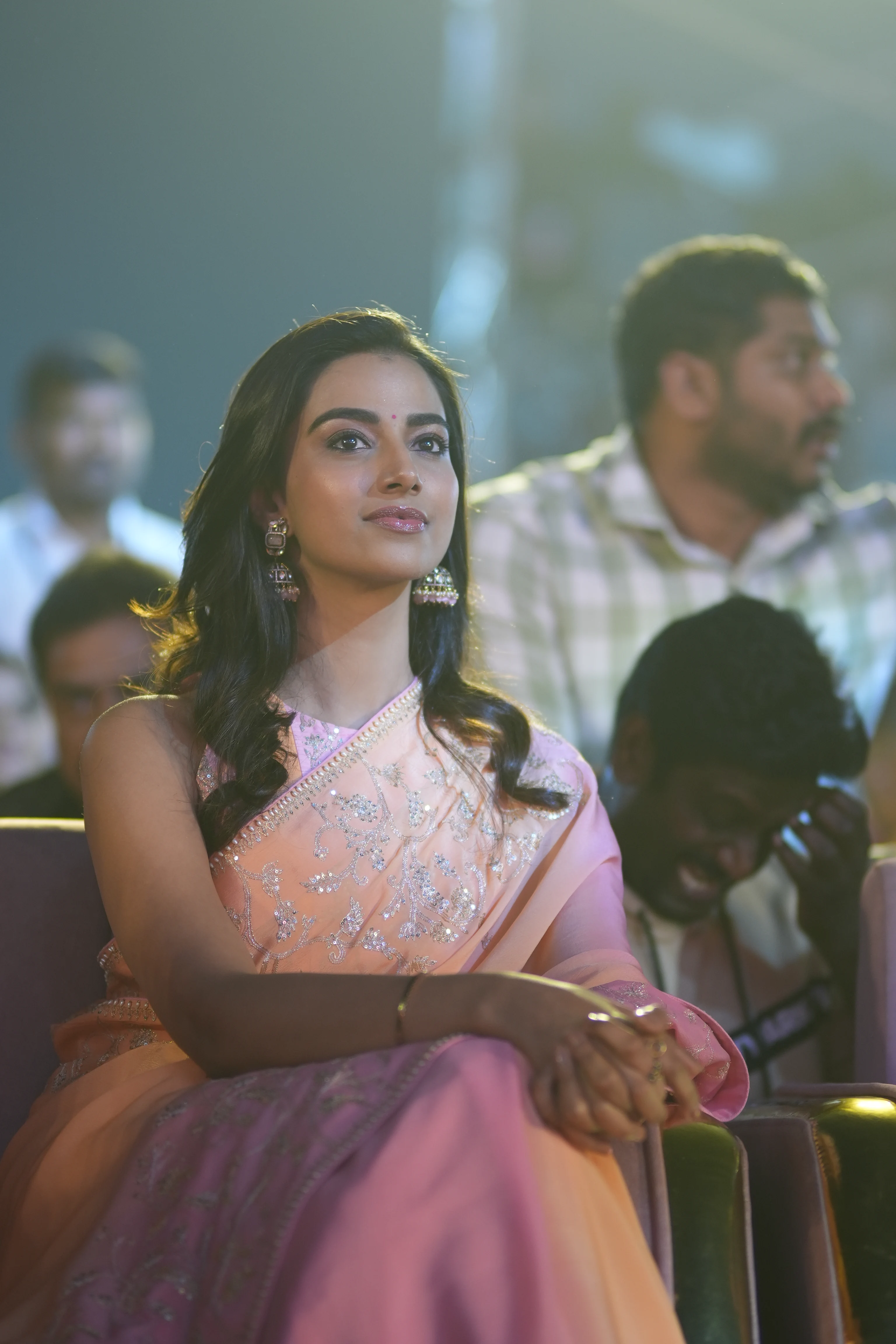Mahesh Babu Sreeleela Meenakshi Chaudhary Photos at Guntur Kaaram pre release event