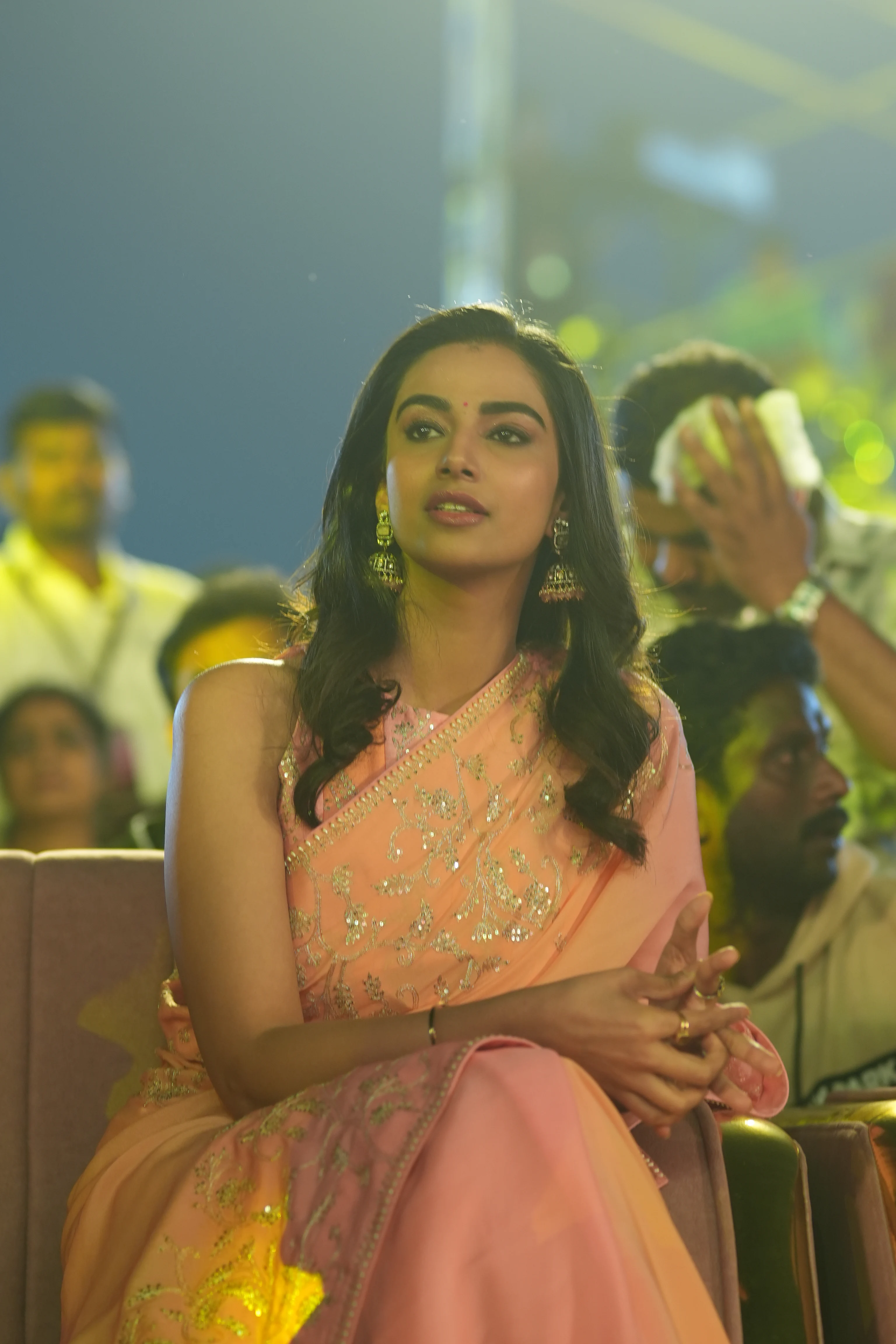 Mahesh Babu Sreeleela Meenakshi Chaudhary Photos at Guntur Kaaram pre release event