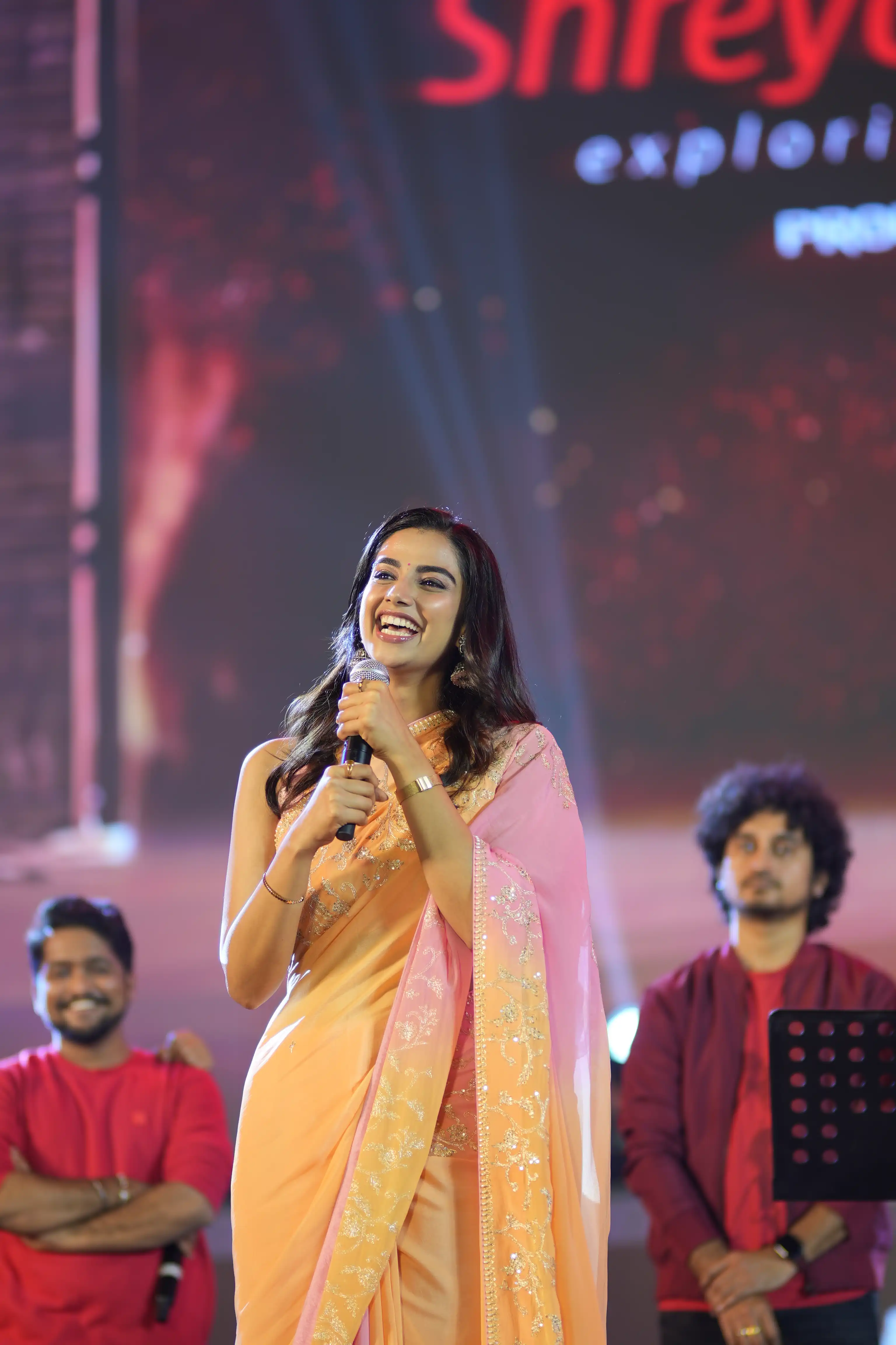 Mahesh Babu Sreeleela Meenakshi Chaudhary Photos at Guntur Kaaram pre release event