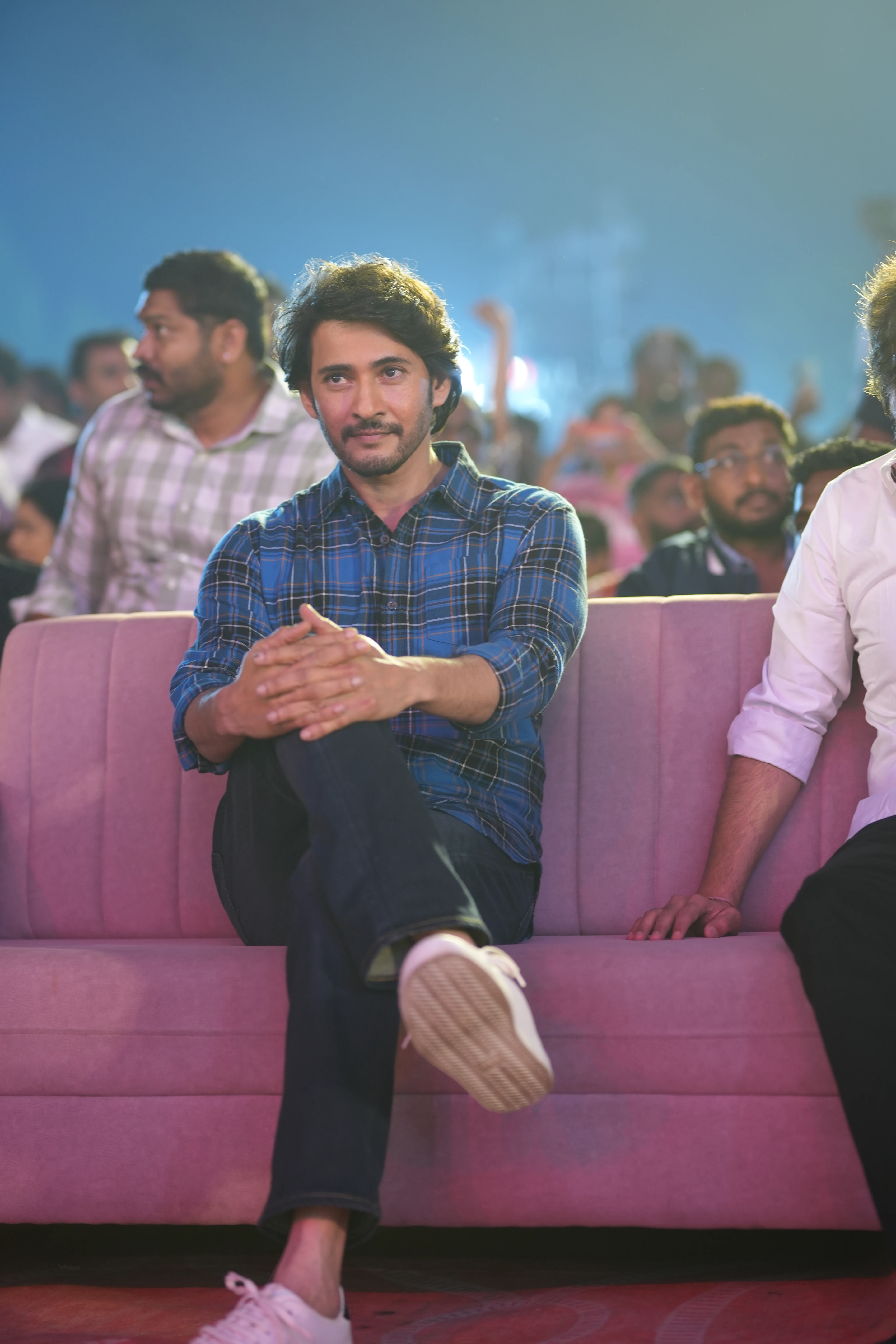 Mahesh Babu Sreeleela Meenakshi Chaudhary Photos at Guntur Kaaram pre release event