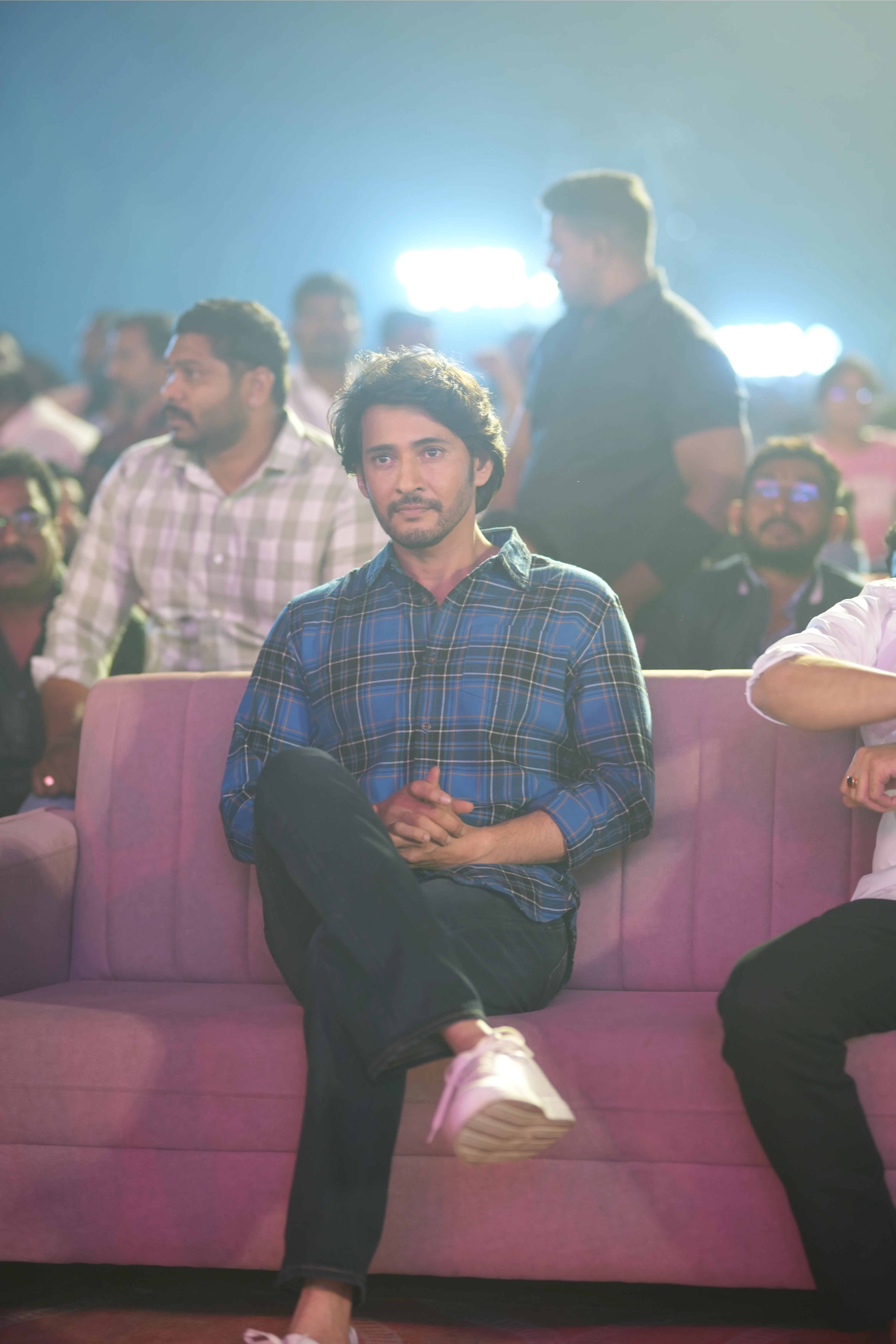 Mahesh Babu Sreeleela Meenakshi Chaudhary Photos at Guntur Kaaram pre release event