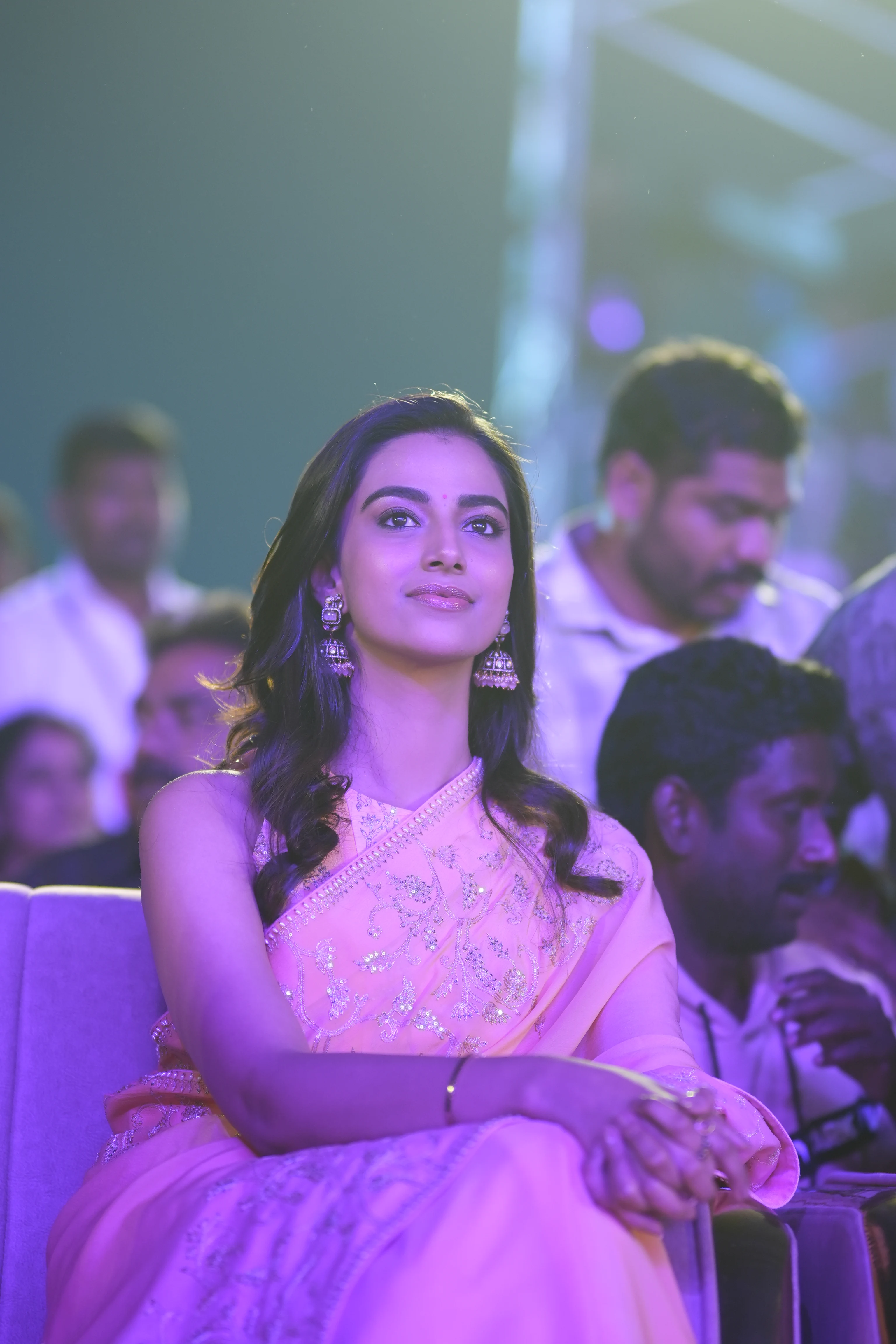 Mahesh Babu Sreeleela Meenakshi Chaudhary Photos at Guntur Kaaram pre release event
