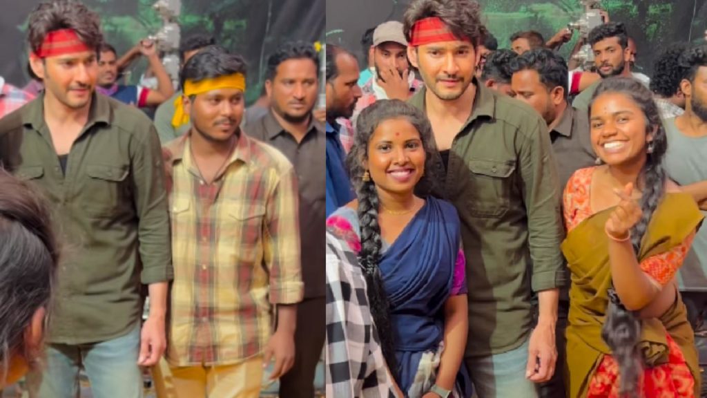 Mahesh Babu photos for dancers in Guntur Kaaram movie sets