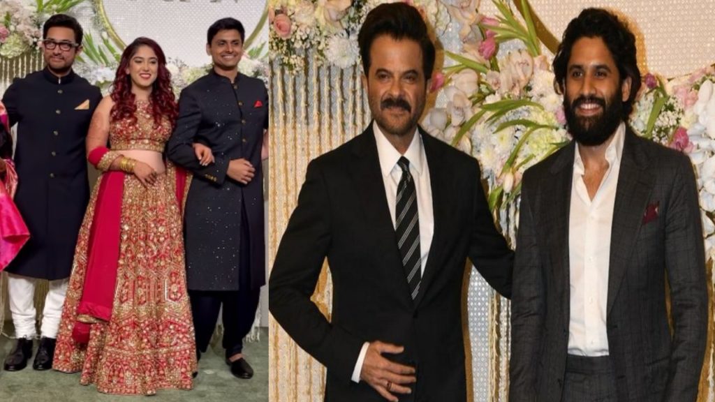 Naga Chaitanya at Aamir Khan daughter wedding reception with bollywood celebrities