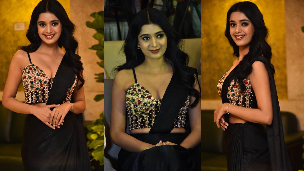 Neha Solanki : బ్లాక్ శారీలో హాట్ పోజులతో నేహా సోలంకి.. గేమ్ ఆన్ ప్రీ రిలీజ్ ఈవెంట్..