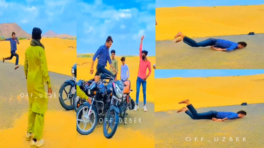 Viral Video A young man jumped from three bikes