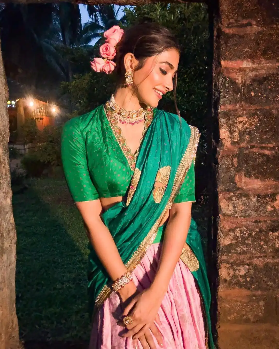 Pooja Hegde Cute Photos in Half Saree