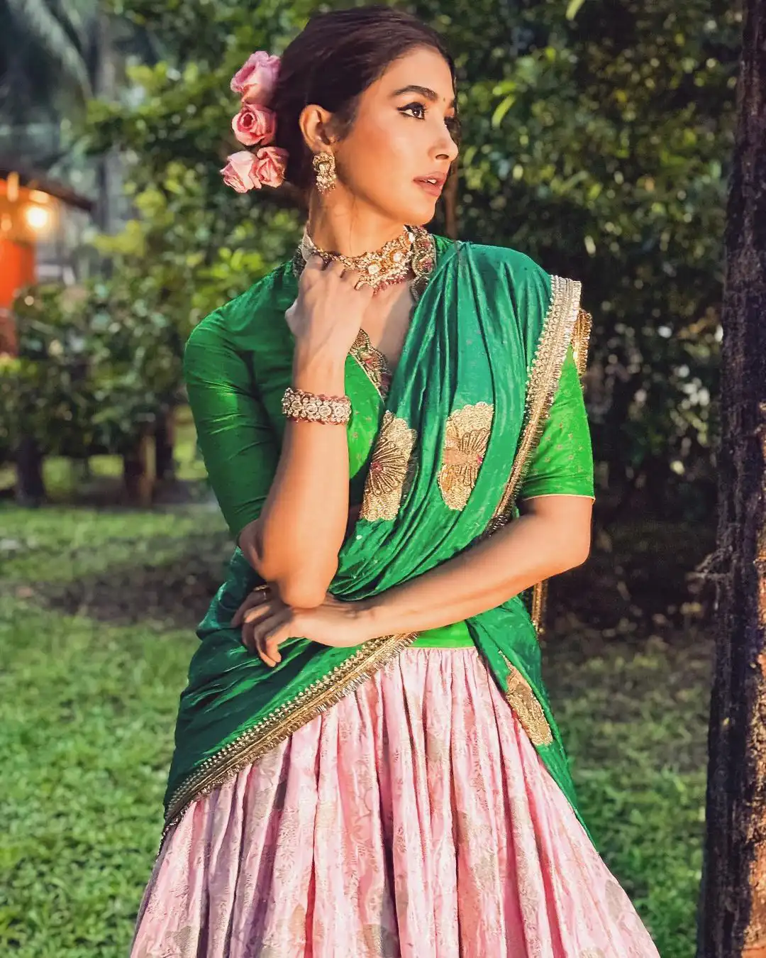 Pooja Hegde Cute Photos in Half Saree