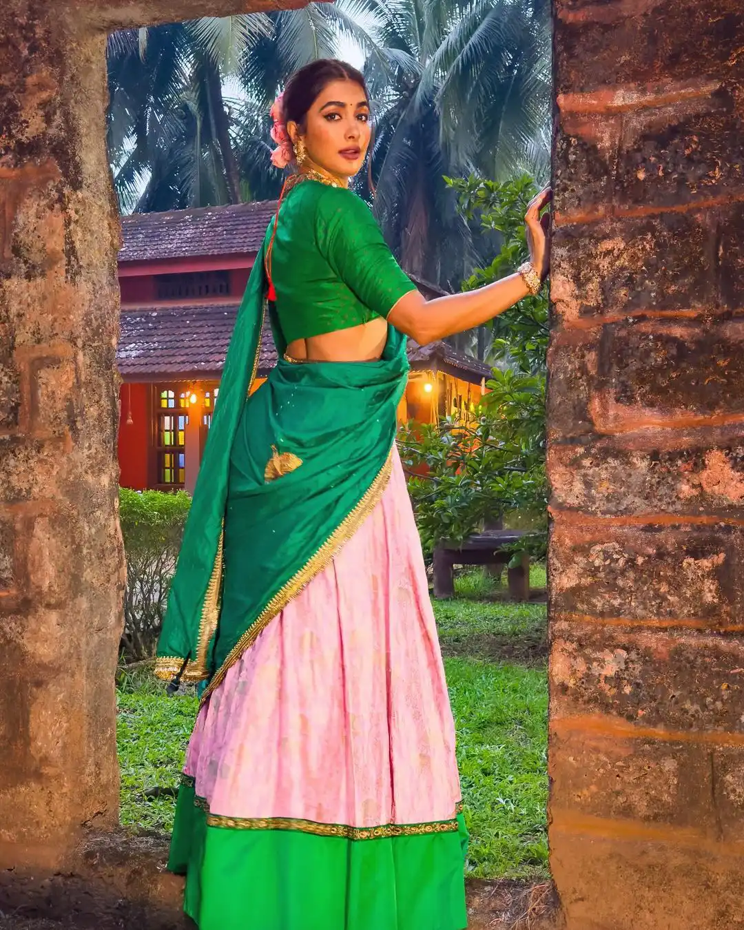 Pooja Hegde Cute Photos in Half Saree