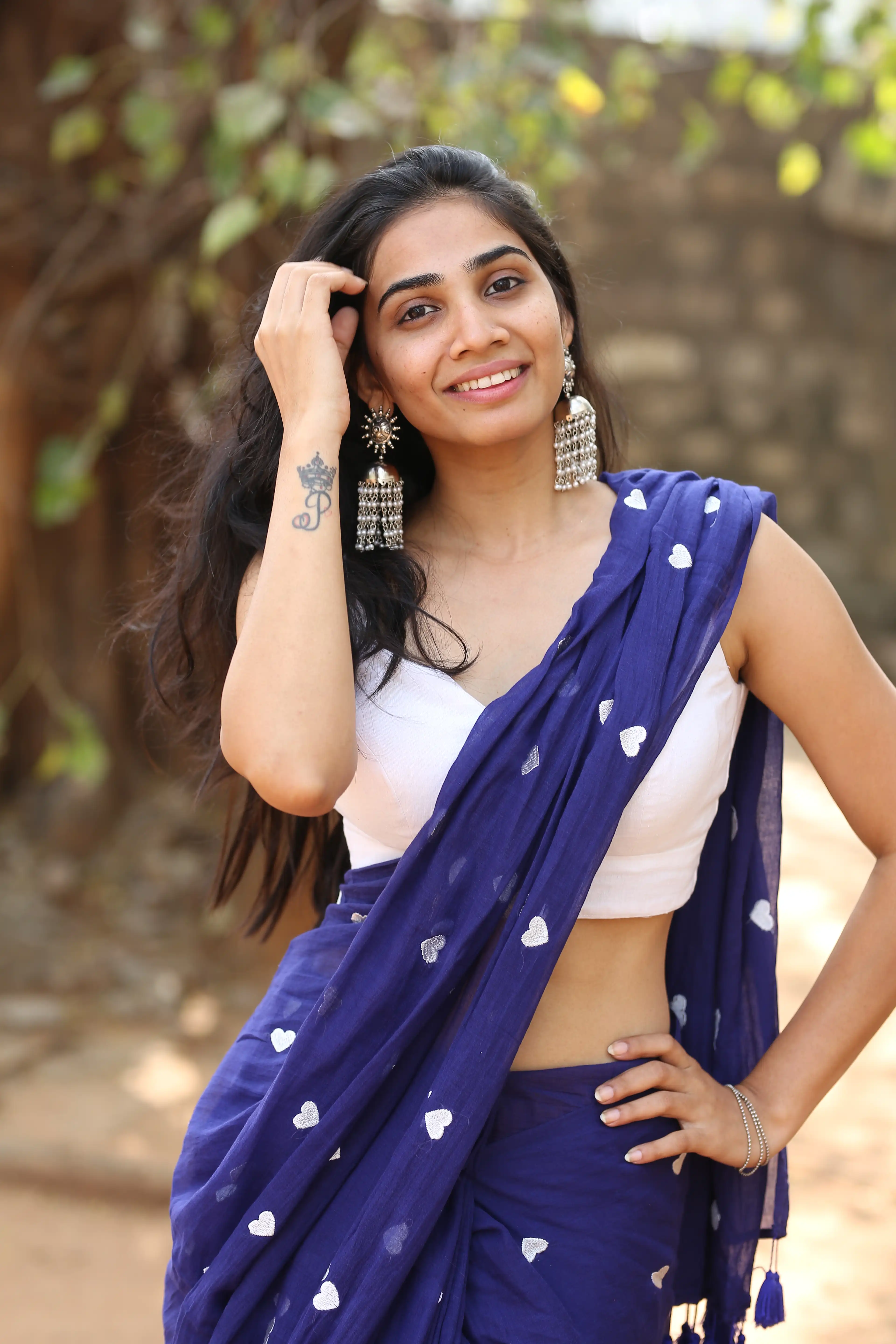 Shagnasri Venun saree photos at Prabhutva Junior Kalasala Movie event