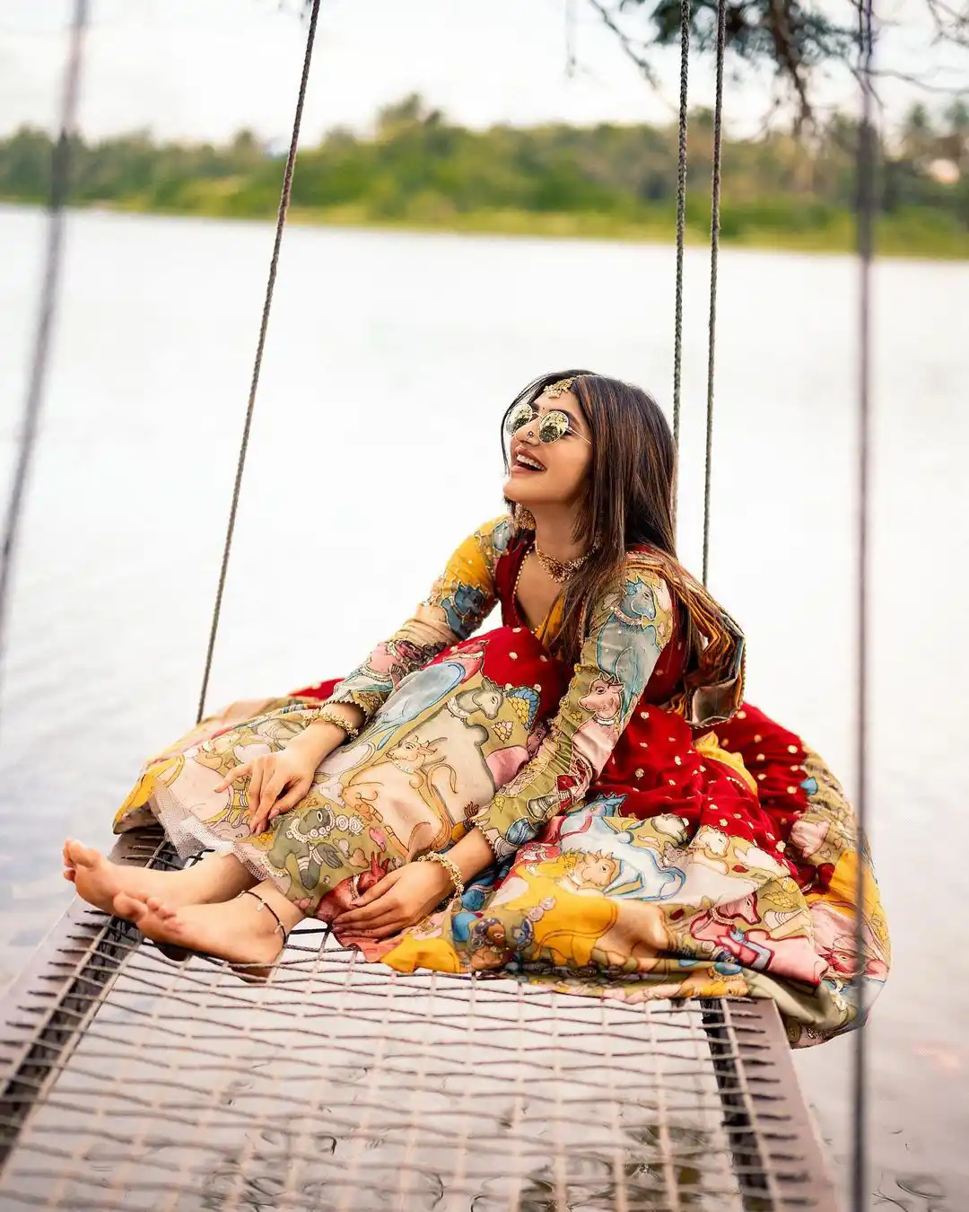 Sreeleela Stunning Looks in Half Saree and Enjoying Nature