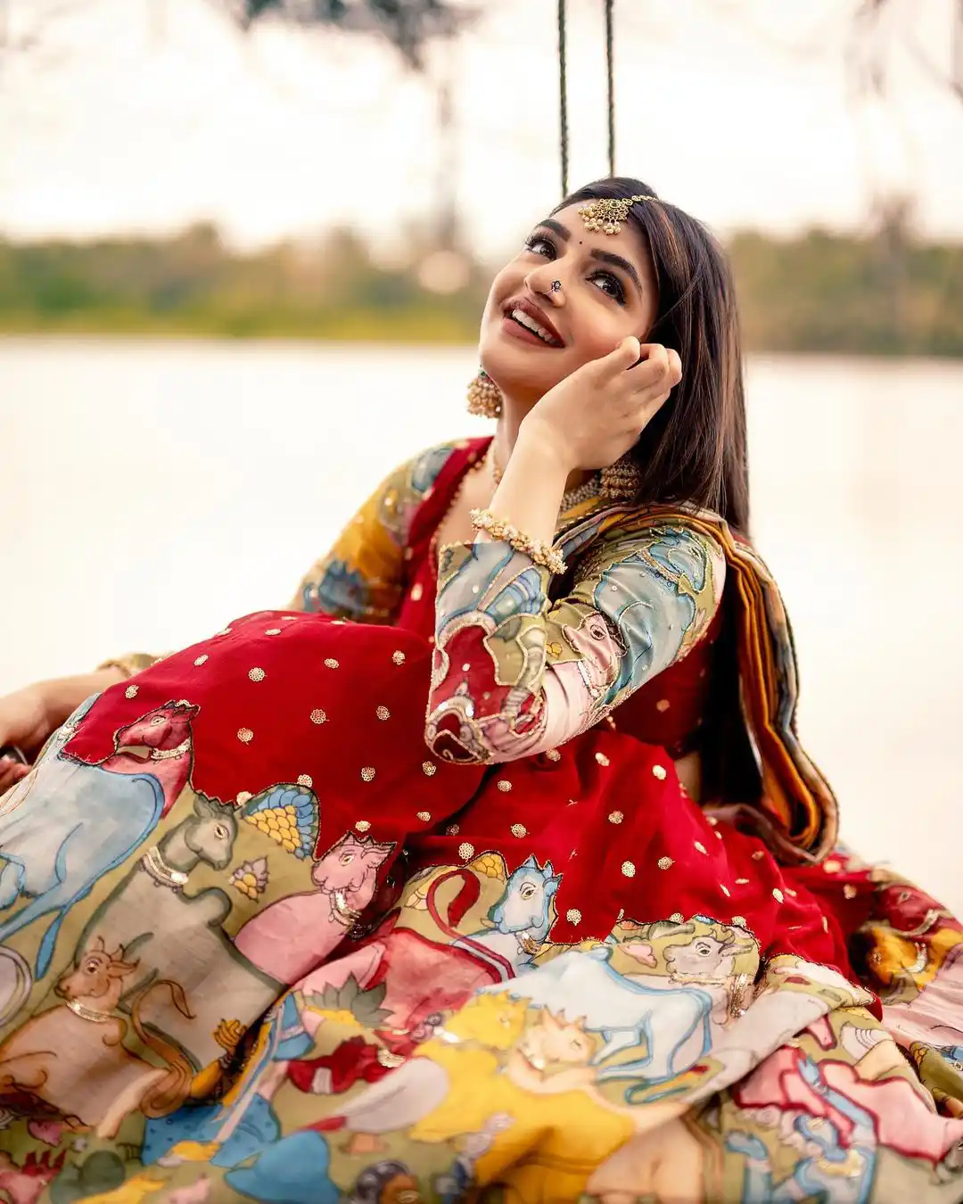 Sreeleela Stunning Looks in Half Saree and Enjoying Nature