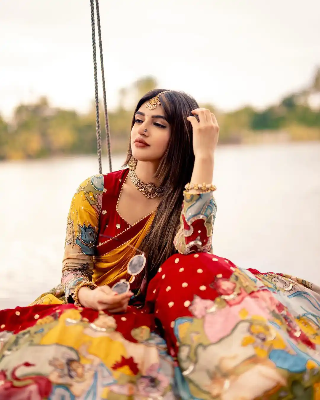 Sreeleela Stunning Looks in Half Saree and Enjoying Nature