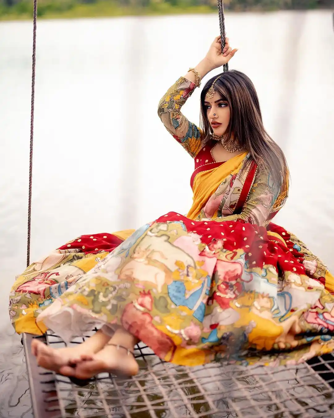 Sreeleela Stunning Looks in Half Saree and Enjoying Nature